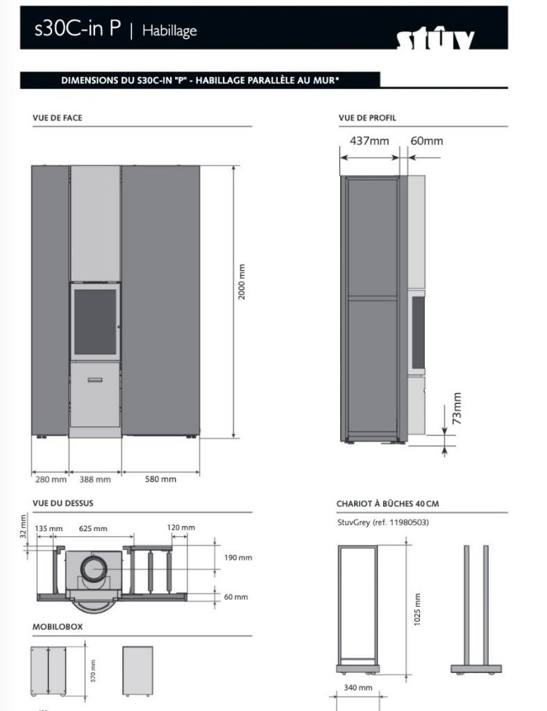 Stuv 30 Compact In + Habillage prêt a poser blanc, Maison & Meubles, Poêles, Utilisé, Autoportant, Poêle à bois, Bois, Enlèvement