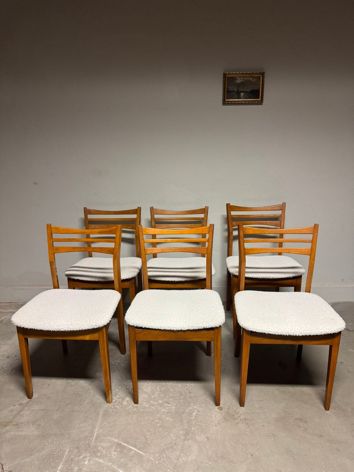 Vintage geherstoffeerde stoelen - set van 6, Ophalen, Zo goed als nieuw, Stof