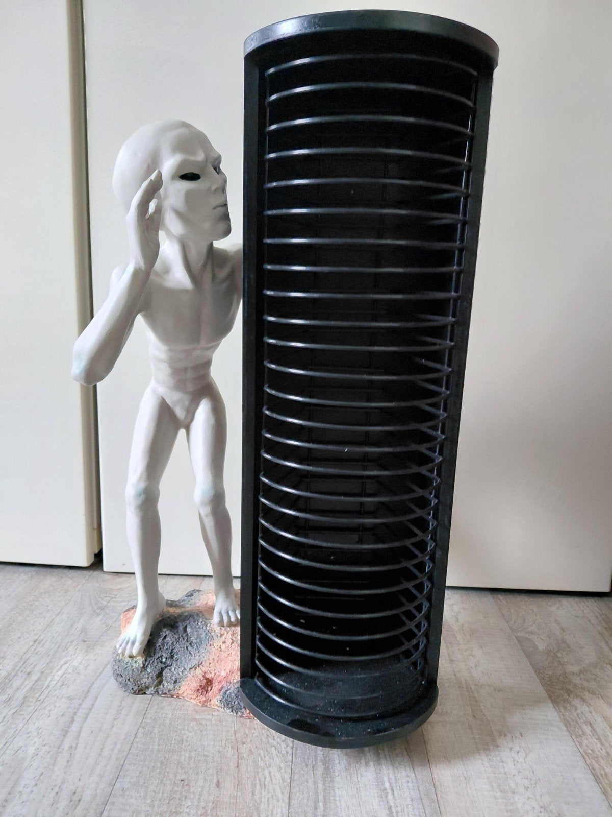 Grey Alien met CD rek, Ophalen