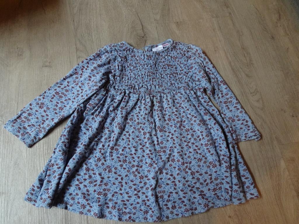 Blauw bloemenjurkje - Zara – Maat 98, Meisje, Ophalen of Verzenden, Zo goed als nieuw, Jurk of Rok