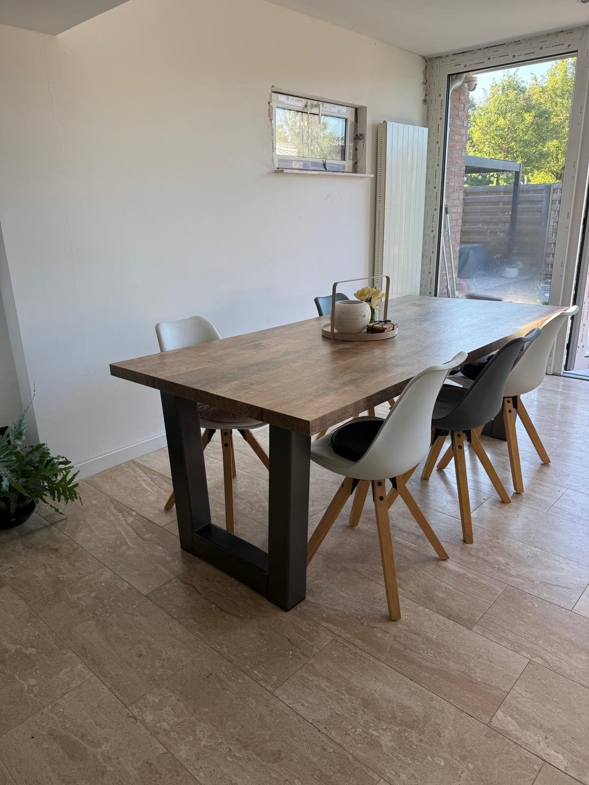 Tegel 6 personen, 220*110, zwaar. modern, hout, Huis en Inrichting, Ophalen, Vier personen