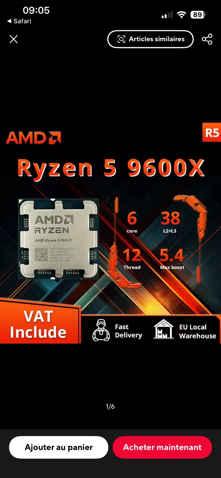 Amd ryzen 5 9600x, Computers en Software, Processors, Ophalen, Zo goed als nieuw