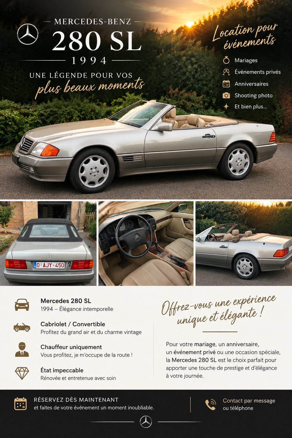 Location de voiture pour évènement.
