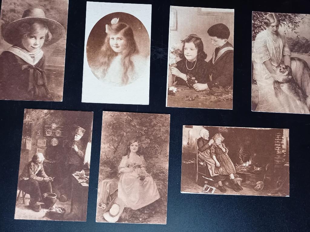 cartes postales (8)sépia "chocolat l'Aiglon" non affranchies, Collections, Enlèvement ou Envoi, Non affranchie