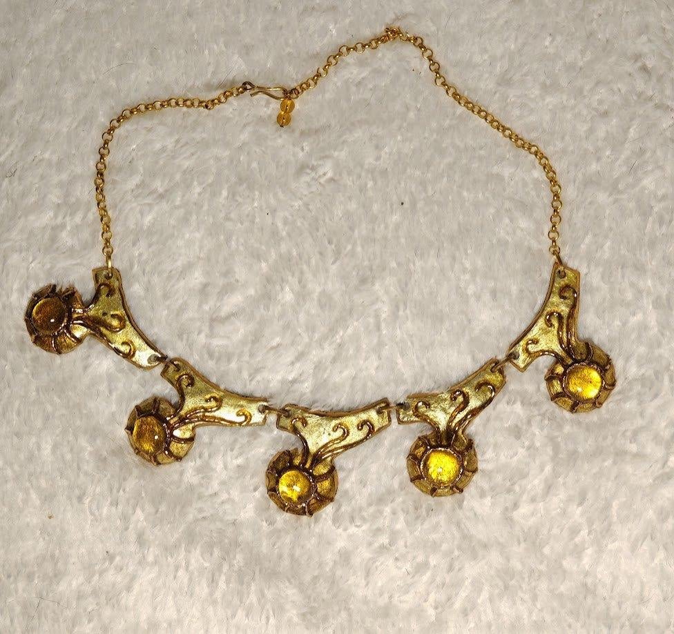 bijoux de créateur signé 1 collier émaillé + ambre?, Bijoux, Sacs & Beauté, Colliers, Envoi, Comme neuf, Jaune, Autres matériaux
