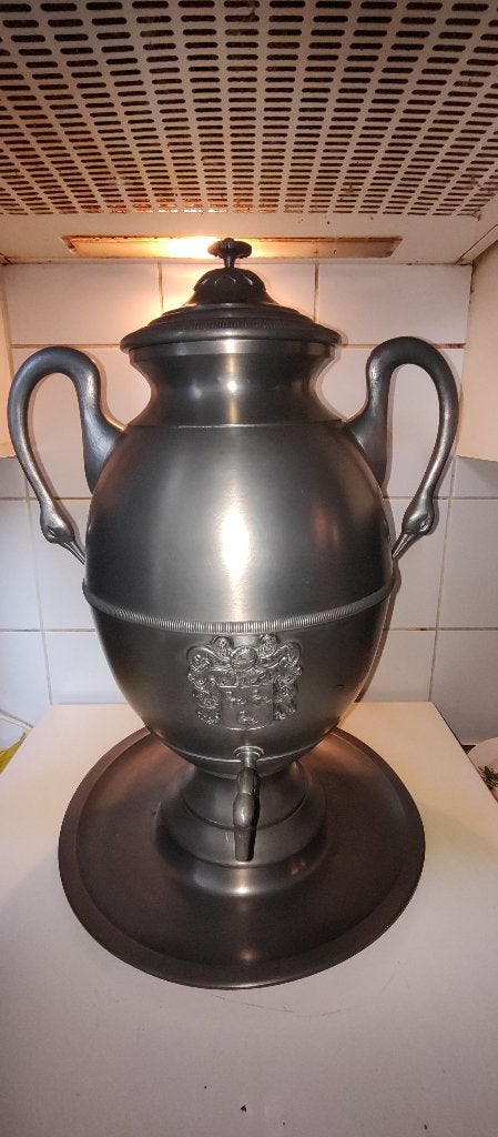 te koop tinnen kan met bordt 8 kg met papieren, Antiek en Kunst, Ophalen