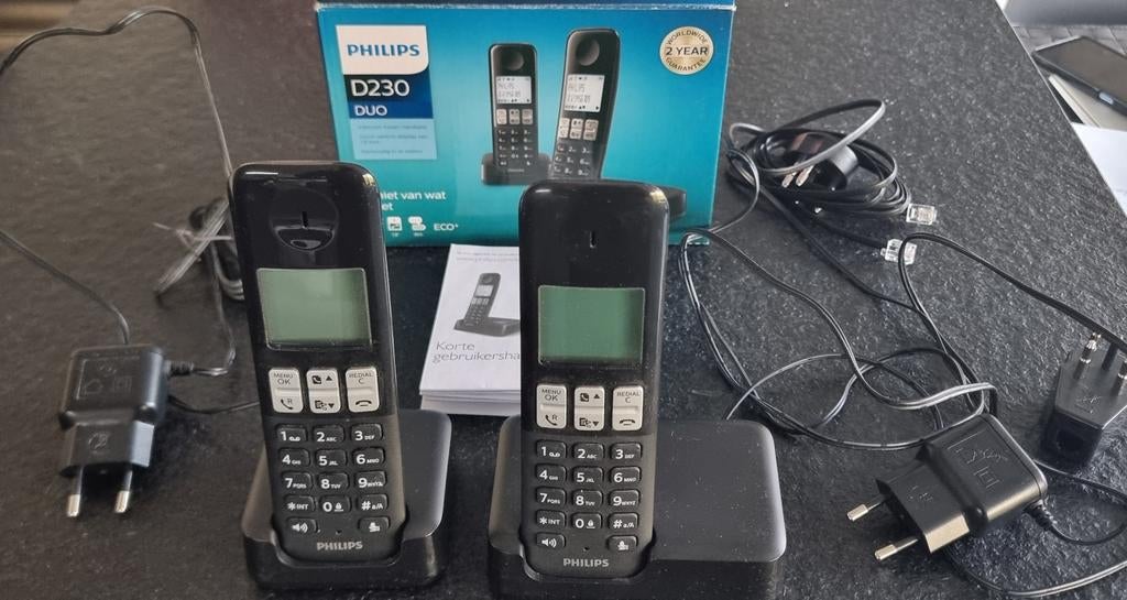 Draadloze draagbare telefoon tweedelig Philips, Ophalen, Zo goed als nieuw, 2 handsets