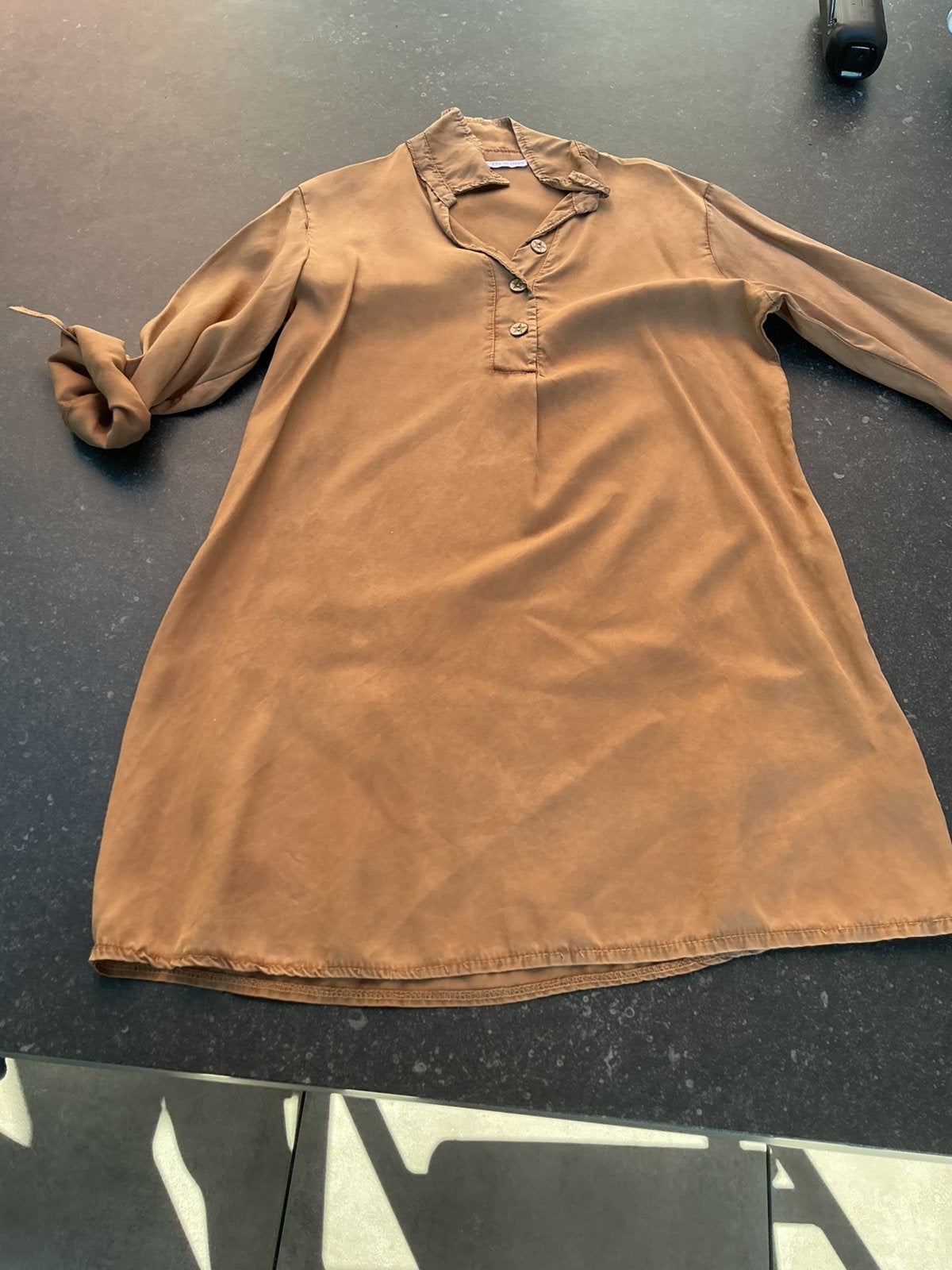 Mooi vlot kleedje, one size, Bruin, Maat 42/44 (L), Ophalen of Verzenden, Zo goed als nieuw