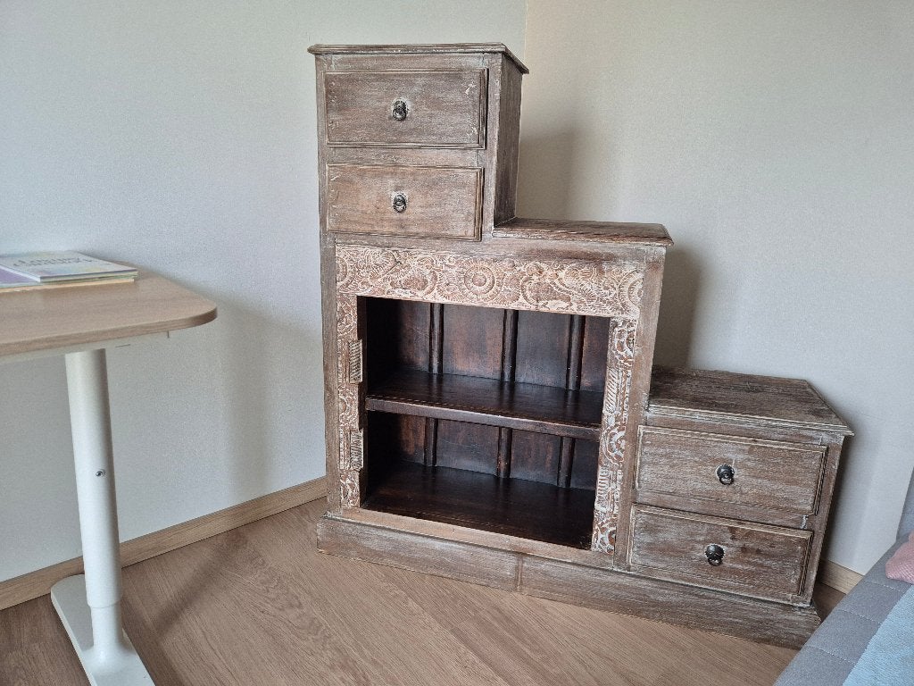 Commode indienne en bois massif - Décoration sculptée à la, Maison & Meubles, Enlèvement, Comme neuf