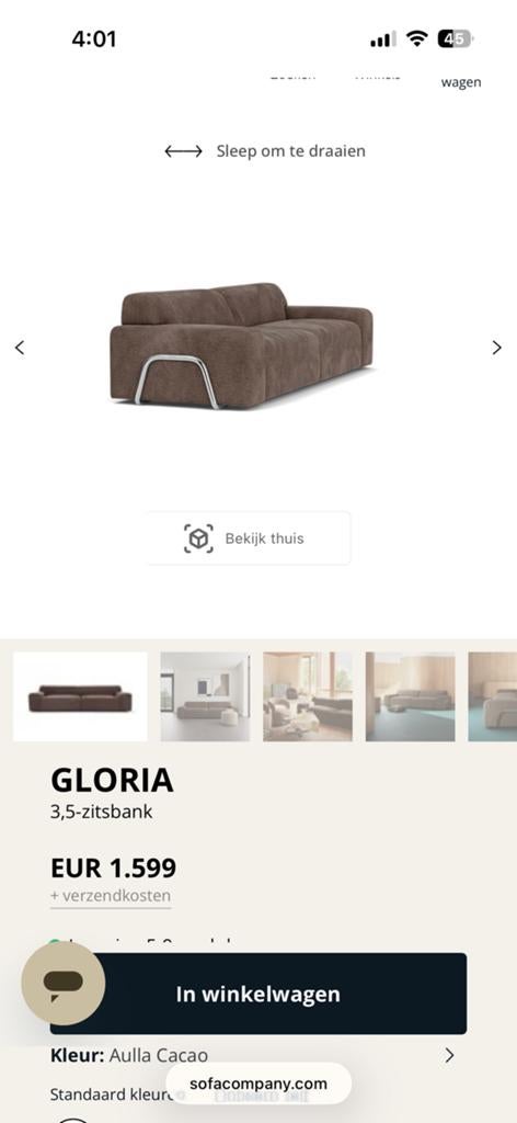 Vintage look zetel - GLORIA 3,5 sofacompany, Ophalen, Zo goed als nieuw