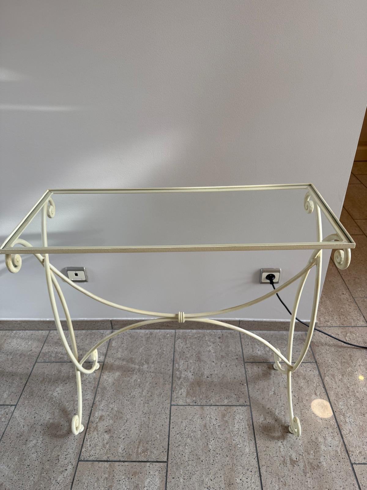 Console en fer forgé et verre, 25 à 50 cm, 50 à 100 cm, Comme neuf, Verre