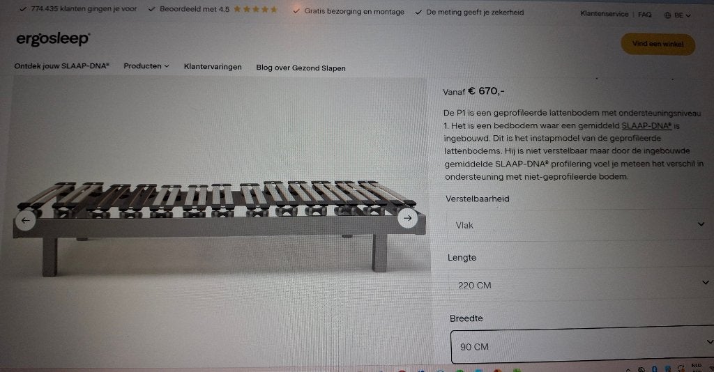 Bed met lengte 220 cm, Ophalen, Gebruikt, 90 cm, Neutraal