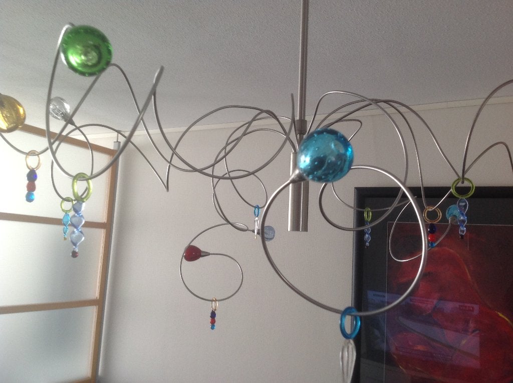 Harco Loor design lamp STRAWBERRY SWEET Murano bolletjes, Autres culots, Enlèvement ou Envoi, Comme neuf, Réglable