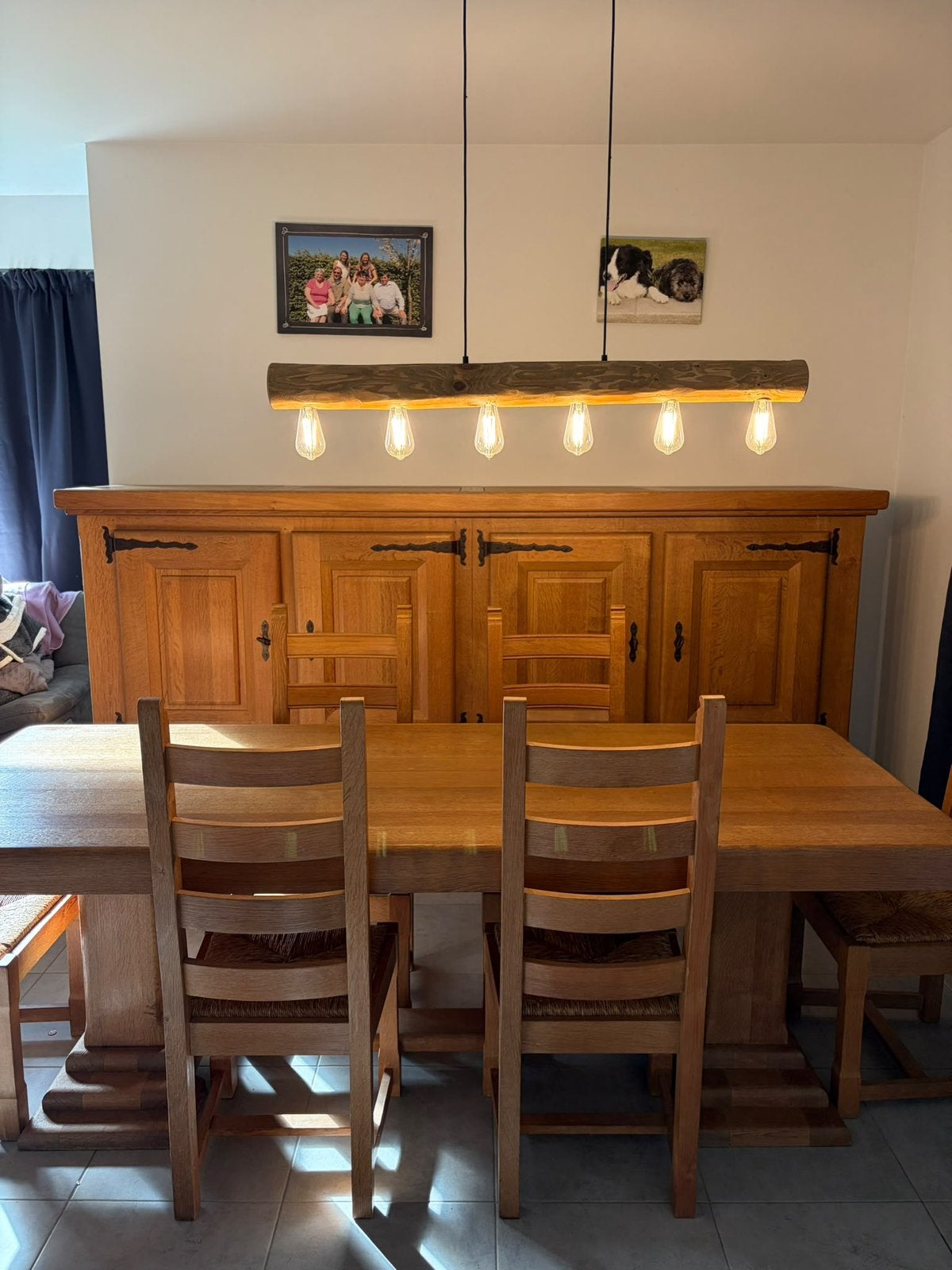 Volledige massief eiken eetplaats, Ophalen, Gebruikt, Massief eiken, 4 tot 6 stoelen