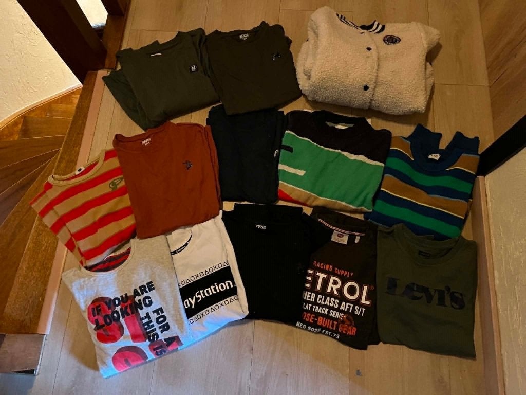 pakket 23 stuks longsleeves gilet truien  jongens 164 l, Ophalen of Verzenden, Gebruikt