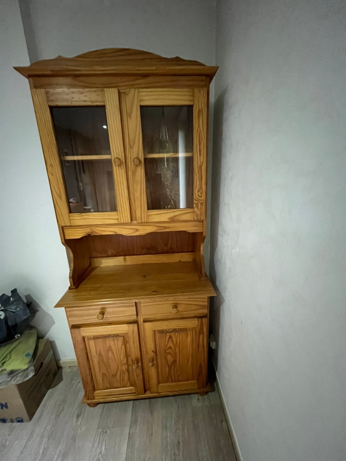 Meuble bibliotheque / vitrine pitchpin, 25 à 50 cm, Enlèvement, Utilisé, Avec tiroir(s)