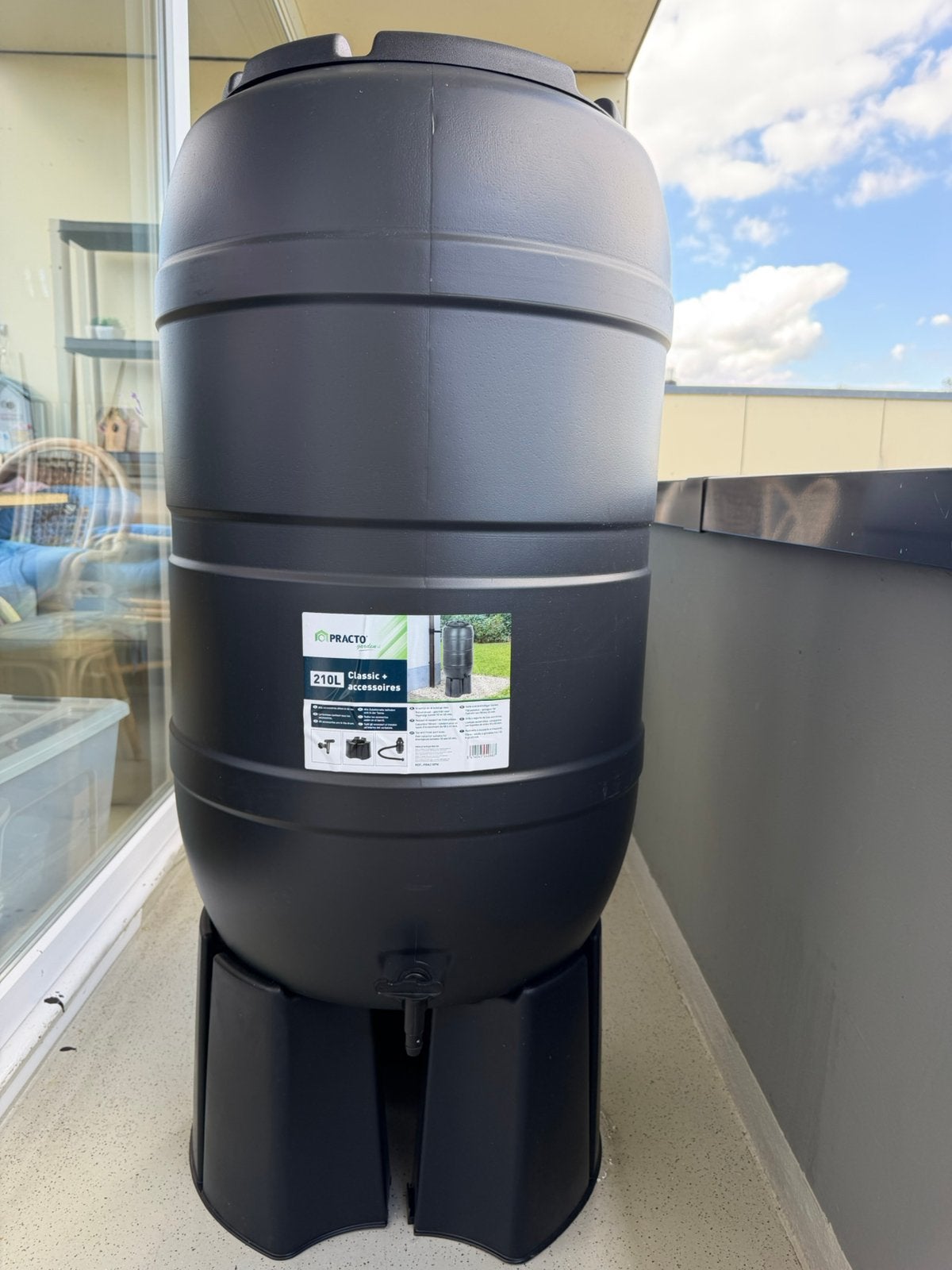 Nieuwe regenton Practo Garden 210L + accessoires, Ophalen, Kunststof, Met kraantje, 150 liter of meer