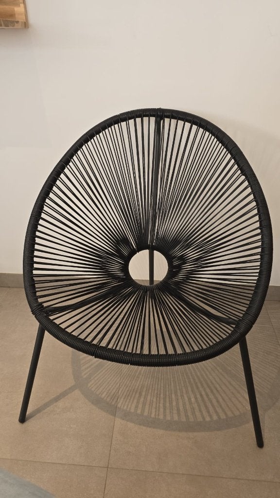 2 Chaises longue en polyrotin noir, Maison & Meubles, 75 à 100 cm, Osier ou Rotin, Enlèvement, Utilisé