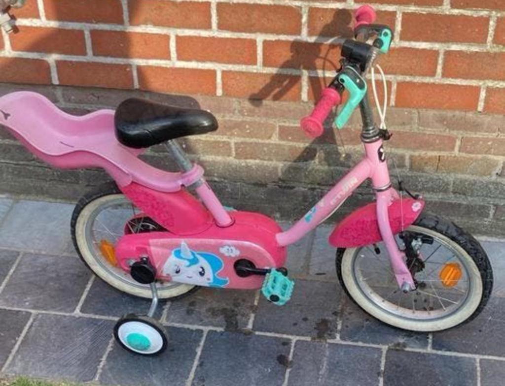 B'Twin Unicorn 500 - 14 inch (3 tot 4.5 jaar), Ophalen, Velgrem, 14 inch of minder, Btwin Decathlon