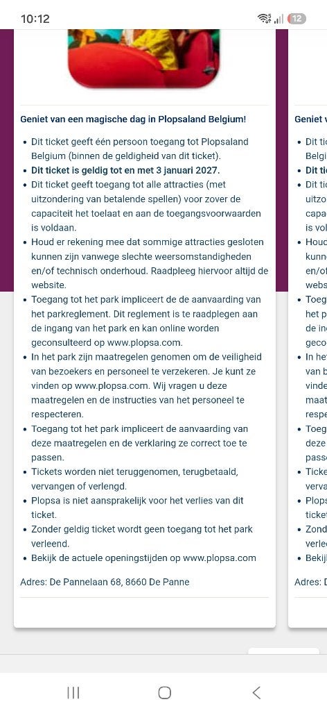 4 plopsa tickets, Tickets en Kaartjes, Drie personen of meer, Ticket of Toegangskaart