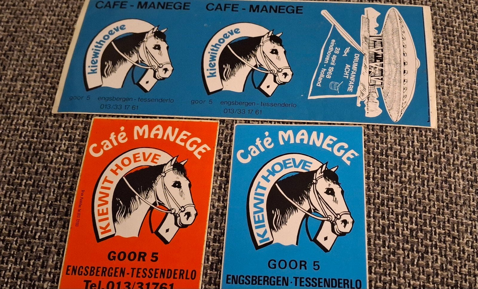Lot de stickers café centre équestre Kiewithoeve Tessenderlo, Enlèvement ou Envoi, Comme neuf, Société ou Association