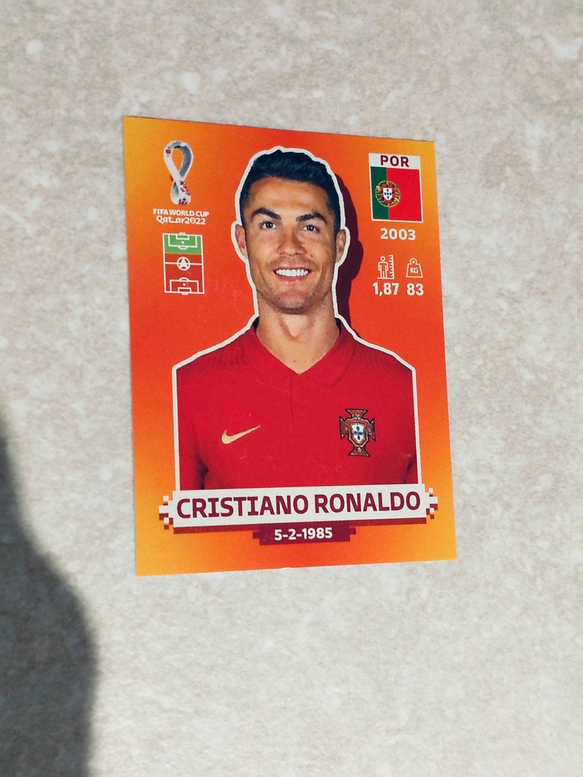 Panini sticker Christiano Ronaldo WK Qatar, Ophalen of Verzenden, Sticker