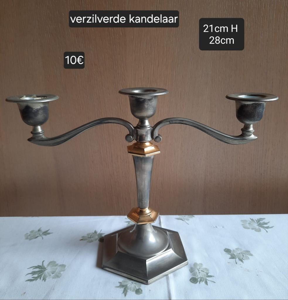 Verzilverde kandelaar, Antiek en Kunst, Ophalen of Verzenden