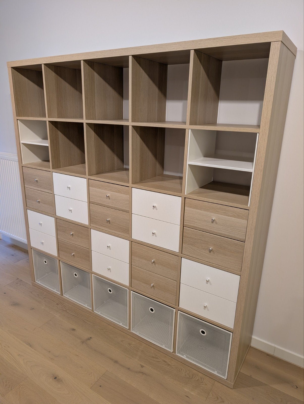Bibliothèque IKEA KALLAX NEUVE + 17 accessoires, valeur 494€, Ophalen, Eikenhout