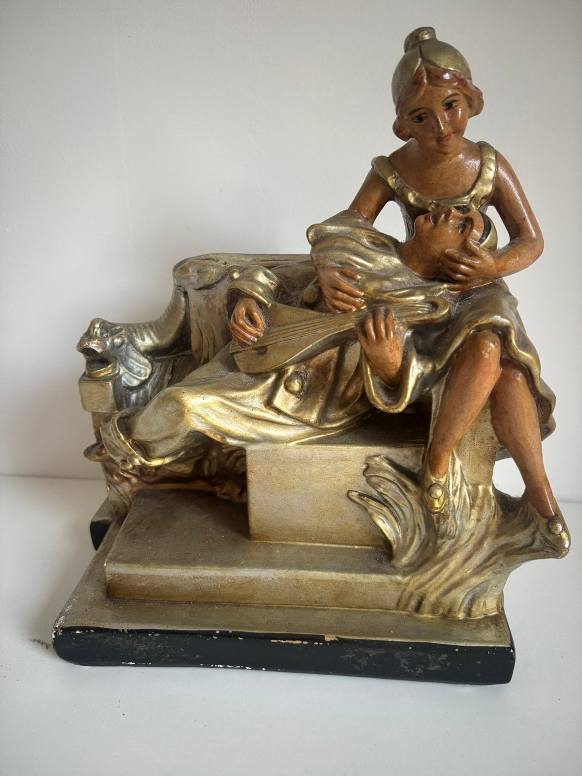 Sculpture Art Déco Pierrot & Colombine – L. Santi  -, Enlèvement, Utilisé
