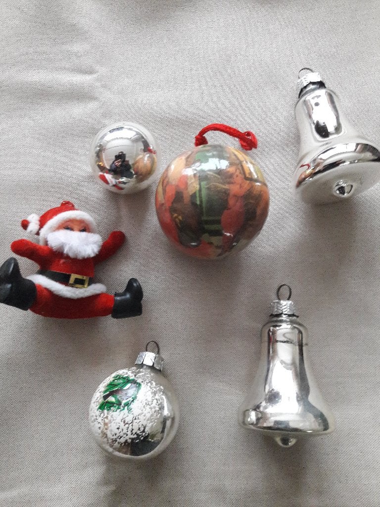 Vintage kerstdecoratie - set van 6 stuks, Ophalen of Verzenden, Gebruikt