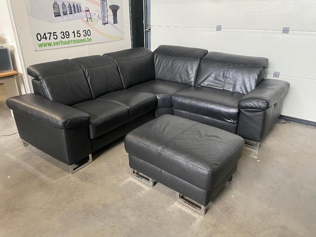 (62) Buffel lederen hoekzetel met elektrische relax, Enlèvement, Comme neuf