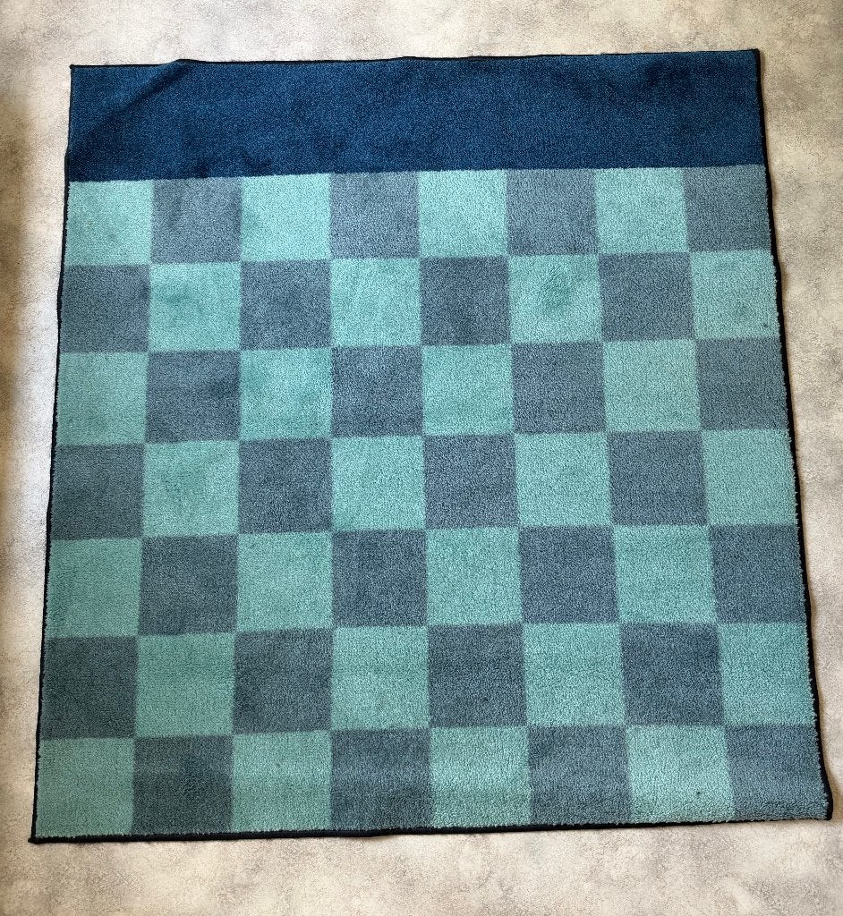 IKEA vloerkleed blokkenpatroon blauw-groen, Ophalen, Vierkant, Zo goed als nieuw, Blauw