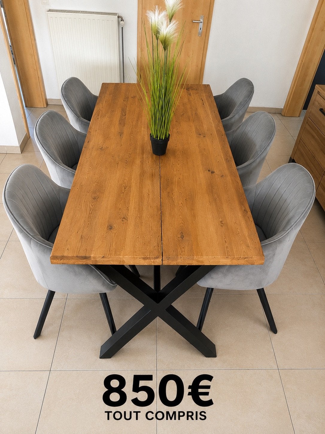 TABLE + 6 CHAISES, Enlèvement, Comme neuf