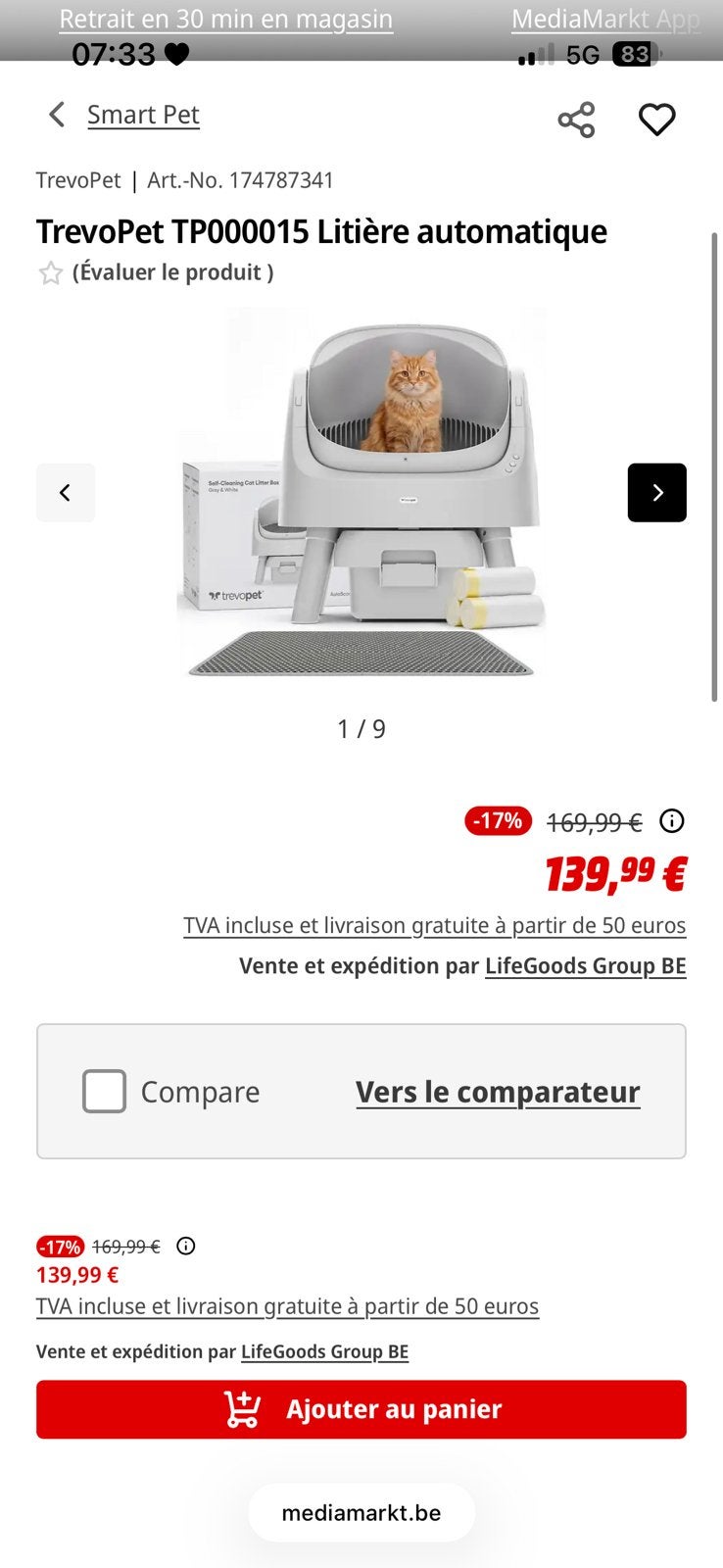 Litiere chat automatique, Animaux & Accessoires, Enlèvement, Neuf