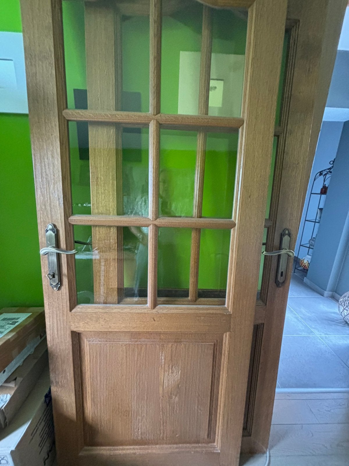 Lot de 2 portes en chêne rustique et vitree, Enlèvement, Comme neuf