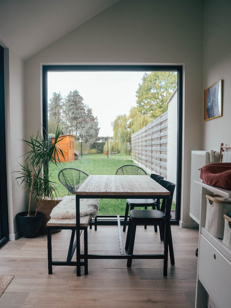 Eettafel + bank maison du monde, Huis en Inrichting, Ophalen, 100 tot 150 cm, 50 tot 100 cm, Zo goed als nieuw