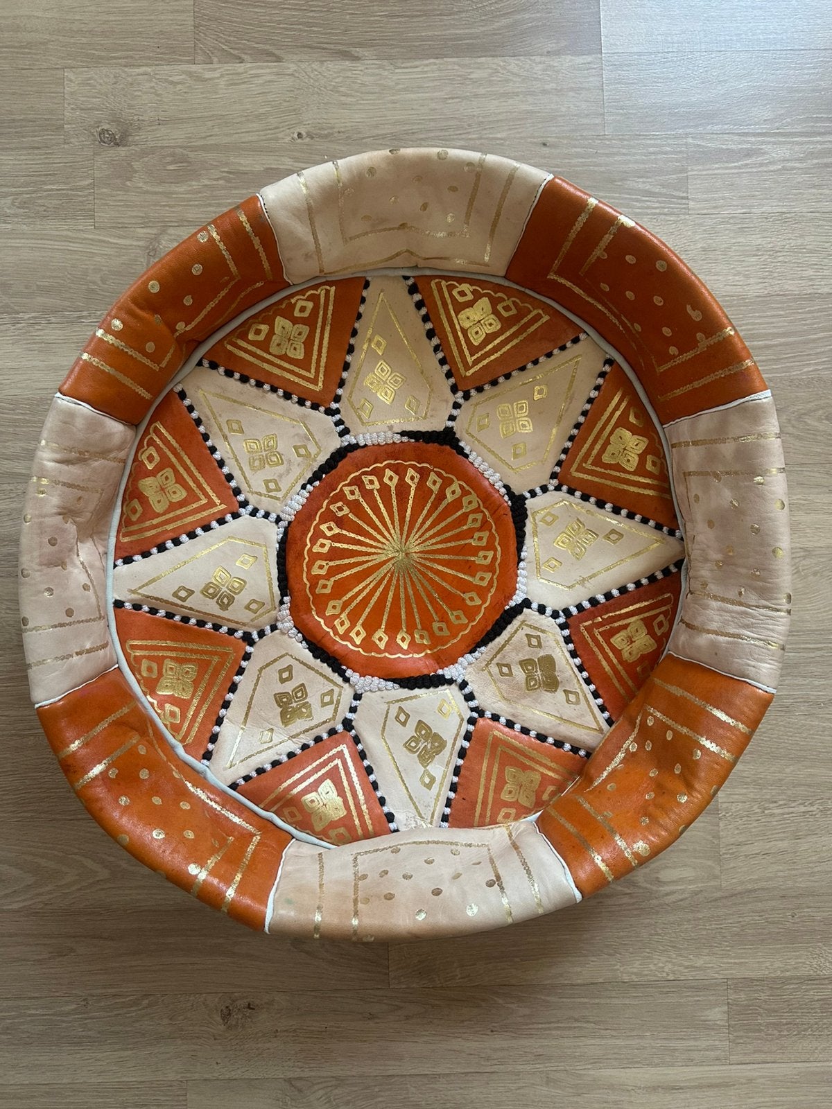 Moroccan Poef Star design - Orange, Huis en Inrichting, Ophalen of Verzenden, Zo goed als nieuw