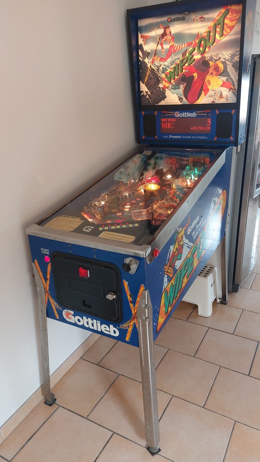 Flipper Gottlieb Wipe Out (1993) – Entièrement fonctionnel, Collections, Enlèvement, Gottlieb