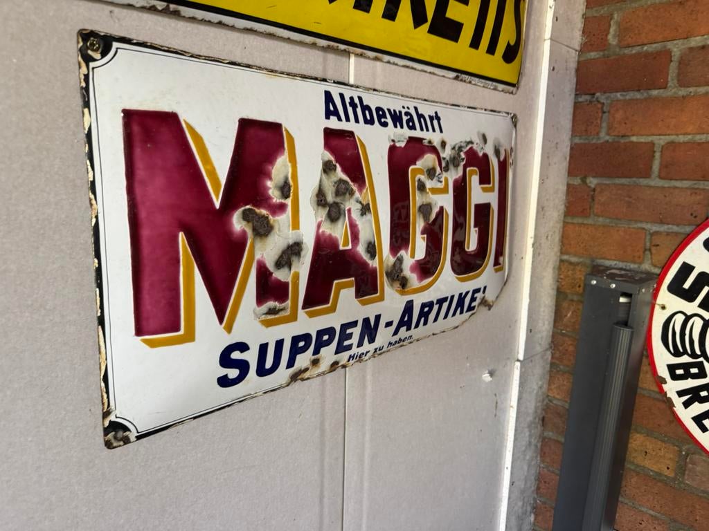 Groot oud Maggi emaille reclamebord, Antiek en Kunst, Ophalen of Verzenden