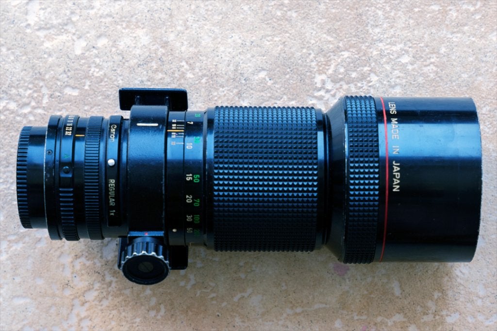 New FD Canon 300mm L f4 + FD extender 1.4x + drop-in filters, Gebruikt, Canon, Statiefgondel, Canon FD