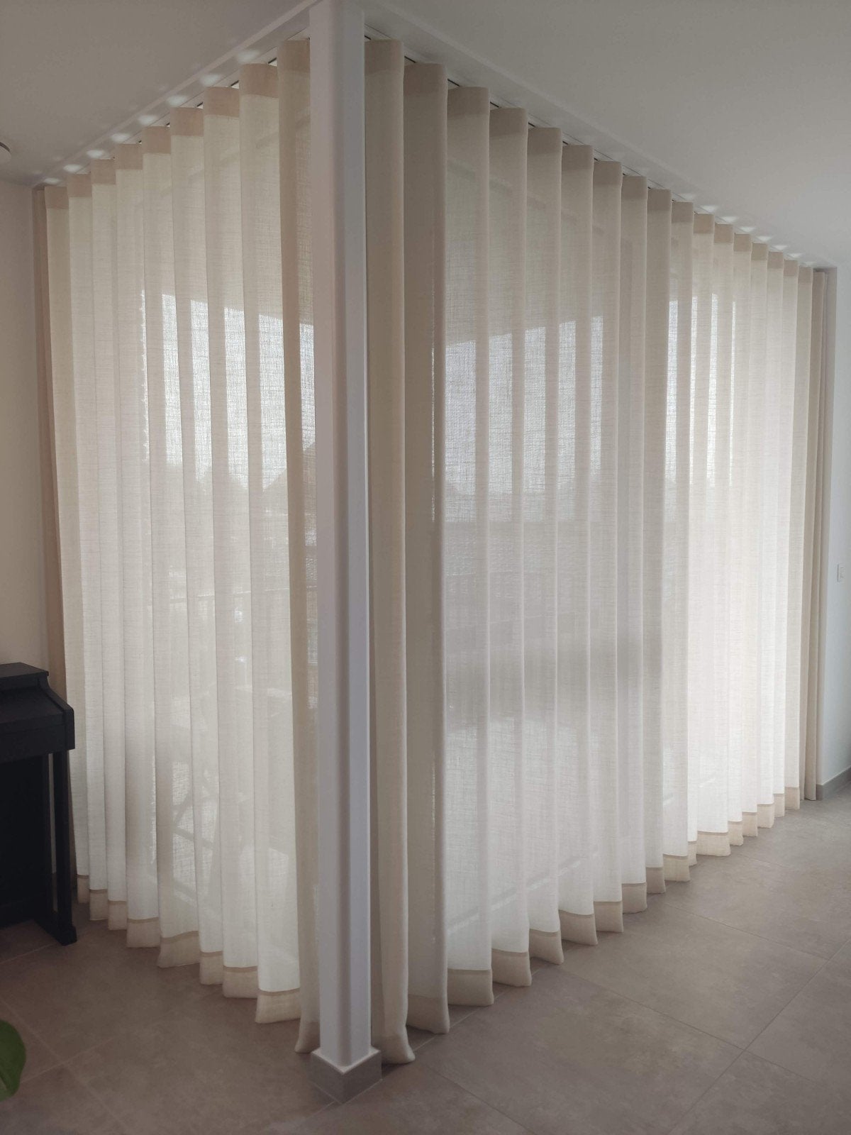 Linnen gordijnen, Huis en Inrichting, Ophalen, 242 cm, Gordijn, Crème