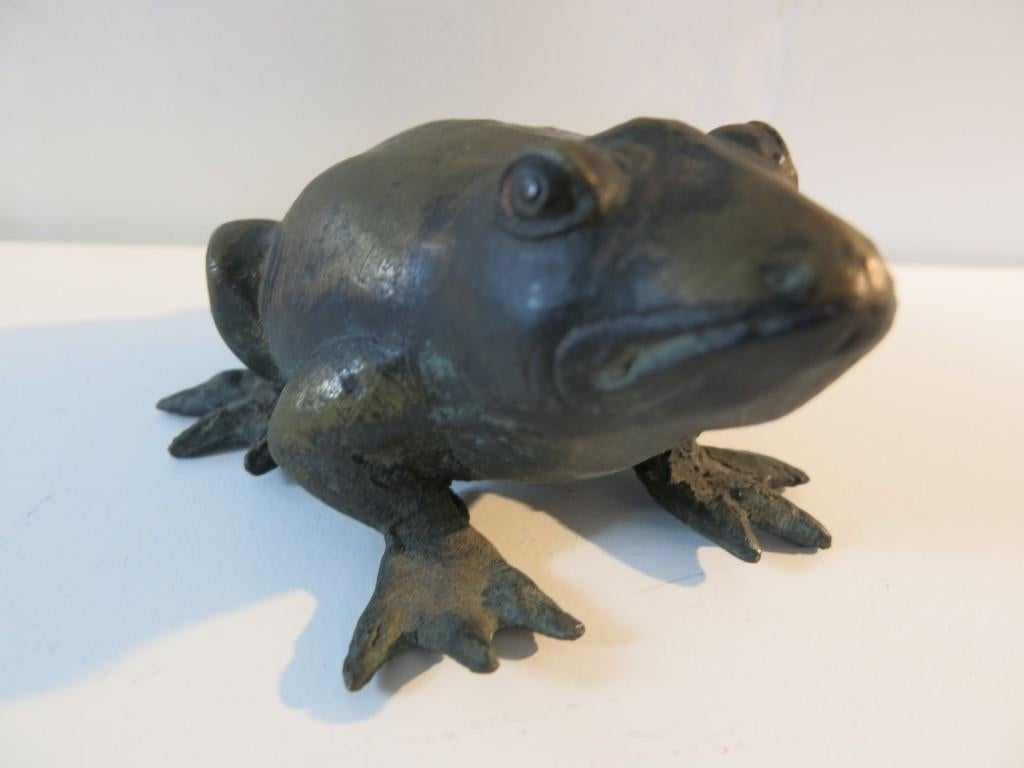 Vintage Indonesische  bronzen beeldje kikker ca 1930, Antiek en Kunst, Ophalen of Verzenden