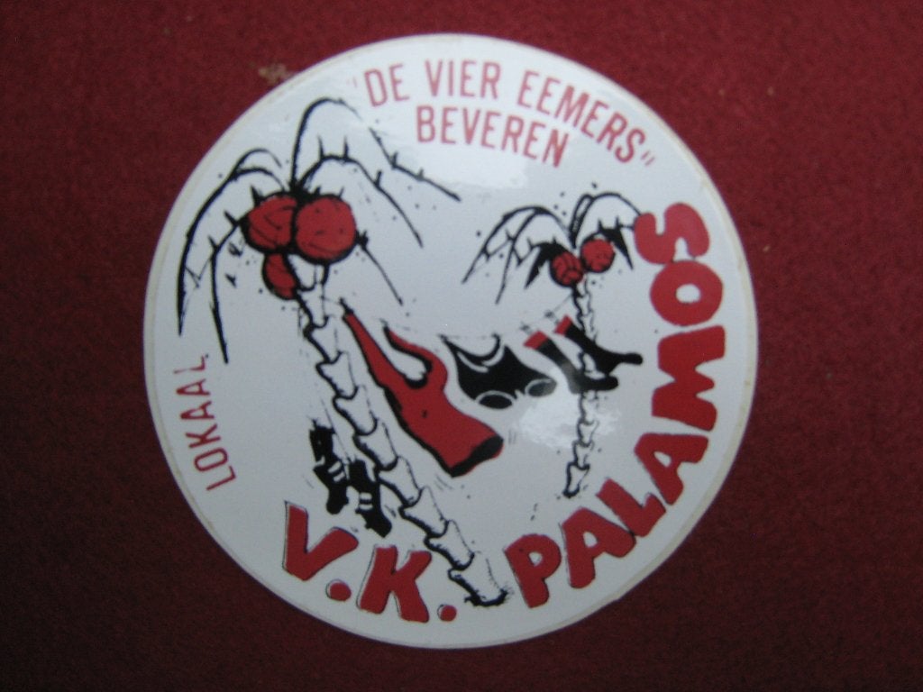 Vintage Sticker De Vier Eemers Beveren O- VL, Verzenden, Gebruikt, Bedrijf of Vereniging