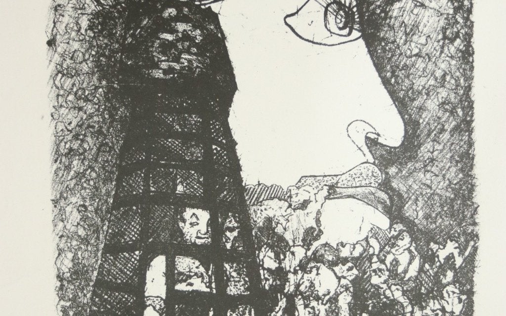 Grafiek Die Gefangenen - Maria Schneider, 1973, Antiquités & Art, 1950 - 1999, 35 cm, Enlèvement, 50 cm