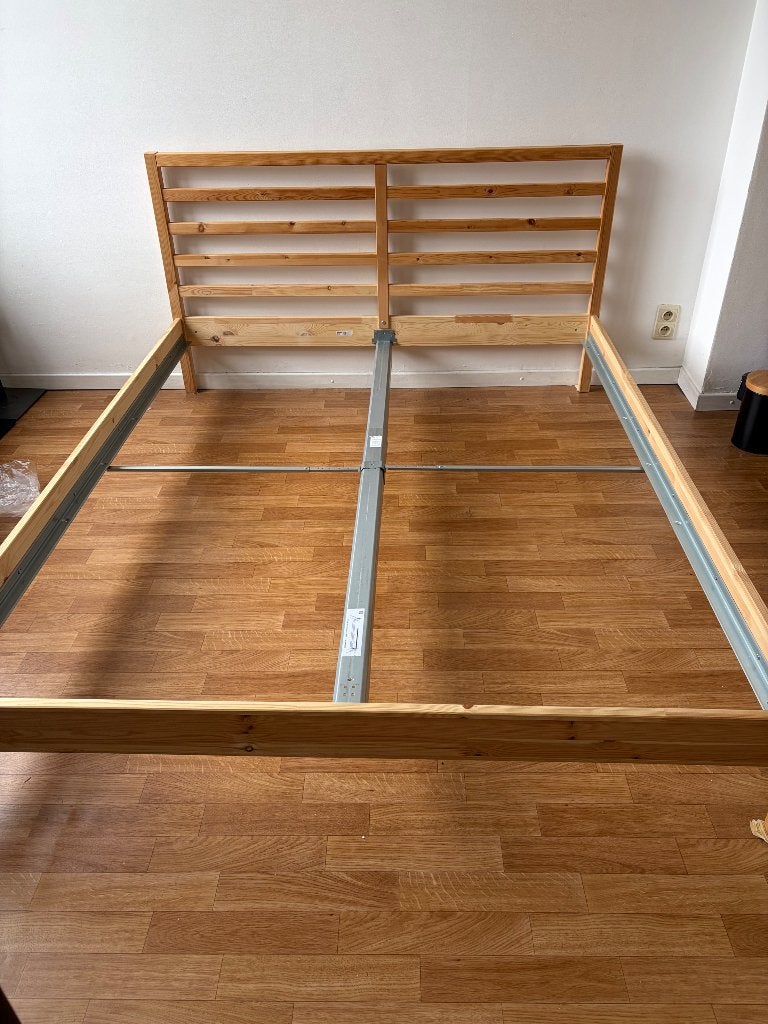 Lit Ikea 160 cm, Queen size, Beige, Comme neuf, Enlèvement
