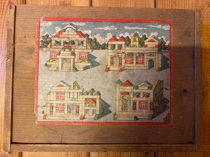 Vintage Blokkendoos, Kinderen en Baby's, Speelgoed | Houten speelgoed, Ophalen, Gebruikt, Overige typen