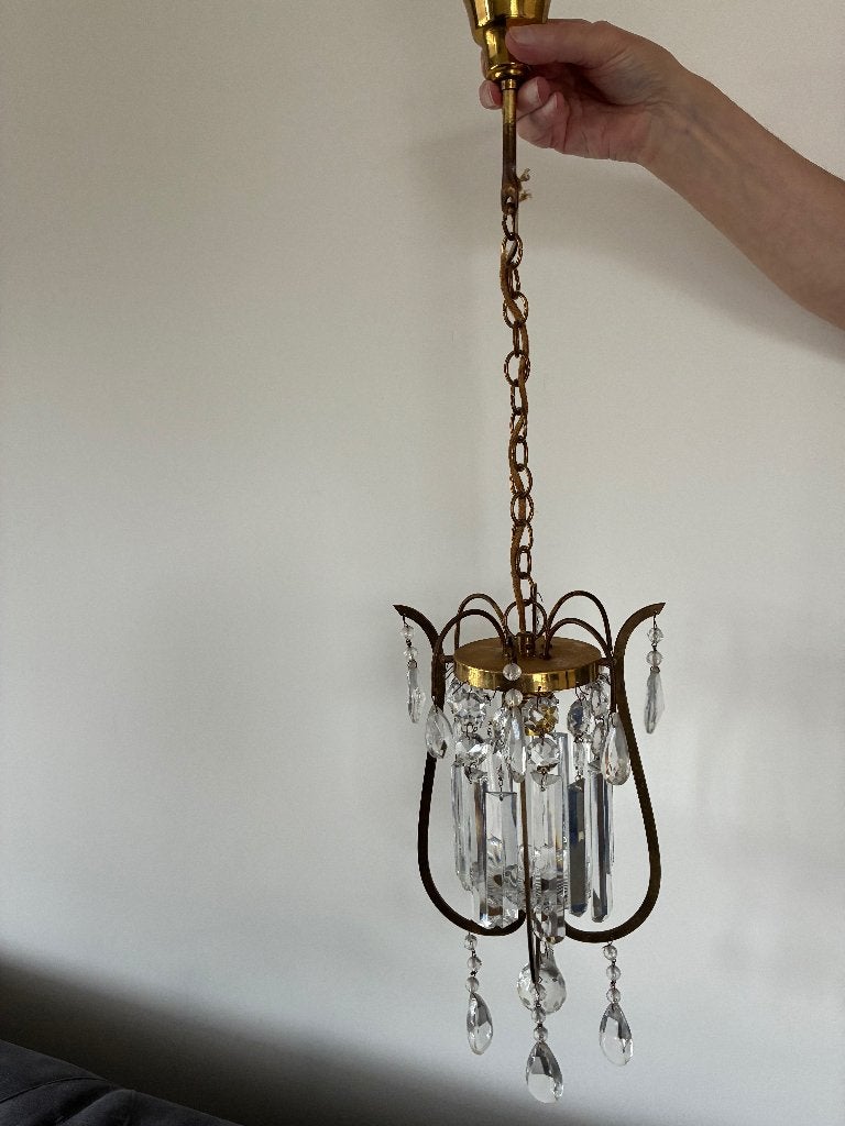 ANTIEK Italiaans lamp hanglamp hallampje kristal, Ophalen