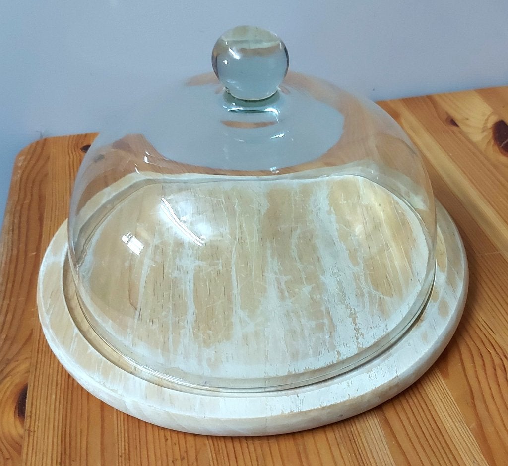 cloche à fromage, Plateau, Verre, Enlèvement, Utilisé