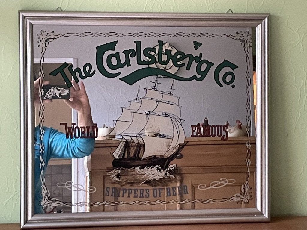 Reclame spiegel Carlsberg, Verzamelen, Ophalen, Zo goed als nieuw, Reclamebord