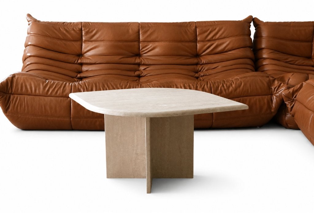 Vintage Salontafel - Travertine Coffee / Side Table Italy, Enlèvement